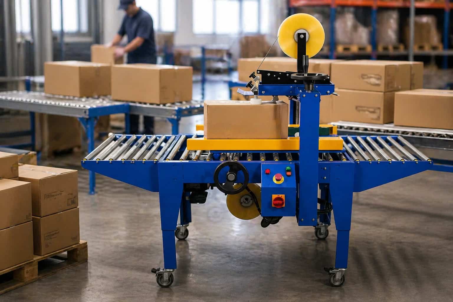 Seladora de caixas semiautomática aumenta produção?